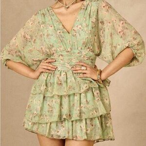 SHEIN Mint Floral Mini Dress